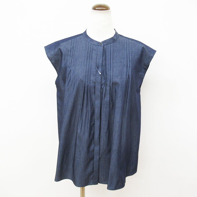 amherst フロントタックフレンチスリーブブラウス /INDIGO1 【日本製】